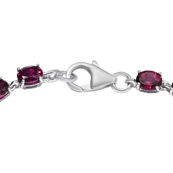 Orissa Rhodolite Garnet Link Bracelet in Platinum Over 925 Sterling Silver - Picture 3 of 4